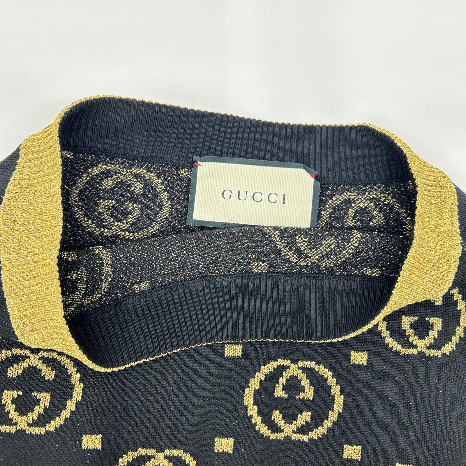 GUCCI グッチ 555179 ブラック GG柄 ゴールドラメ ロングウールスカート スカート