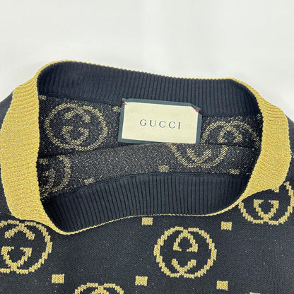 GUCCI グッチ 555179 ブラック GG柄 ゴールドラメ ロングウールスカート スカート