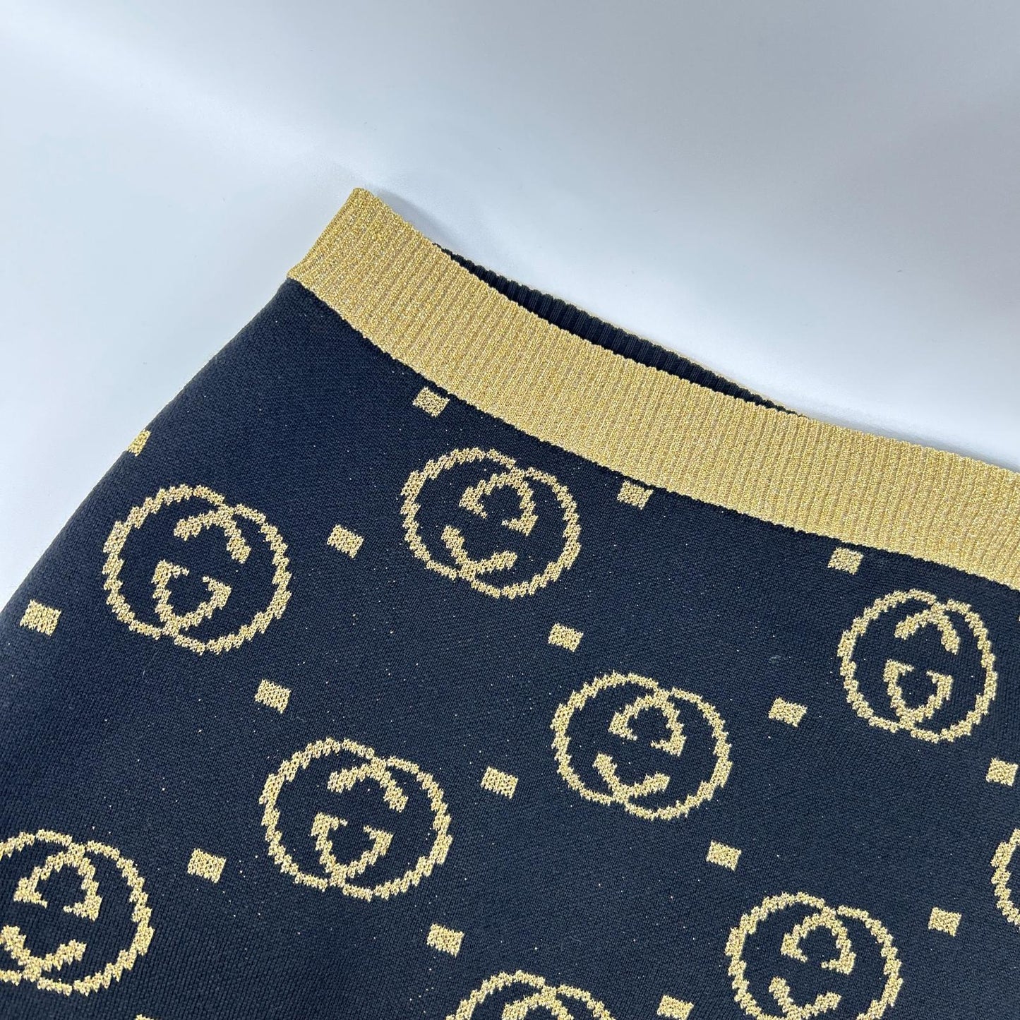 GUCCI グッチ 555179 ブラック GG柄 ゴールドラメ ロングウールスカート スカート
