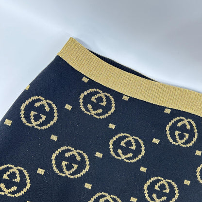 GUCCI グッチ 555179 ブラック GG柄 ゴールドラメ ロングウールスカート スカート