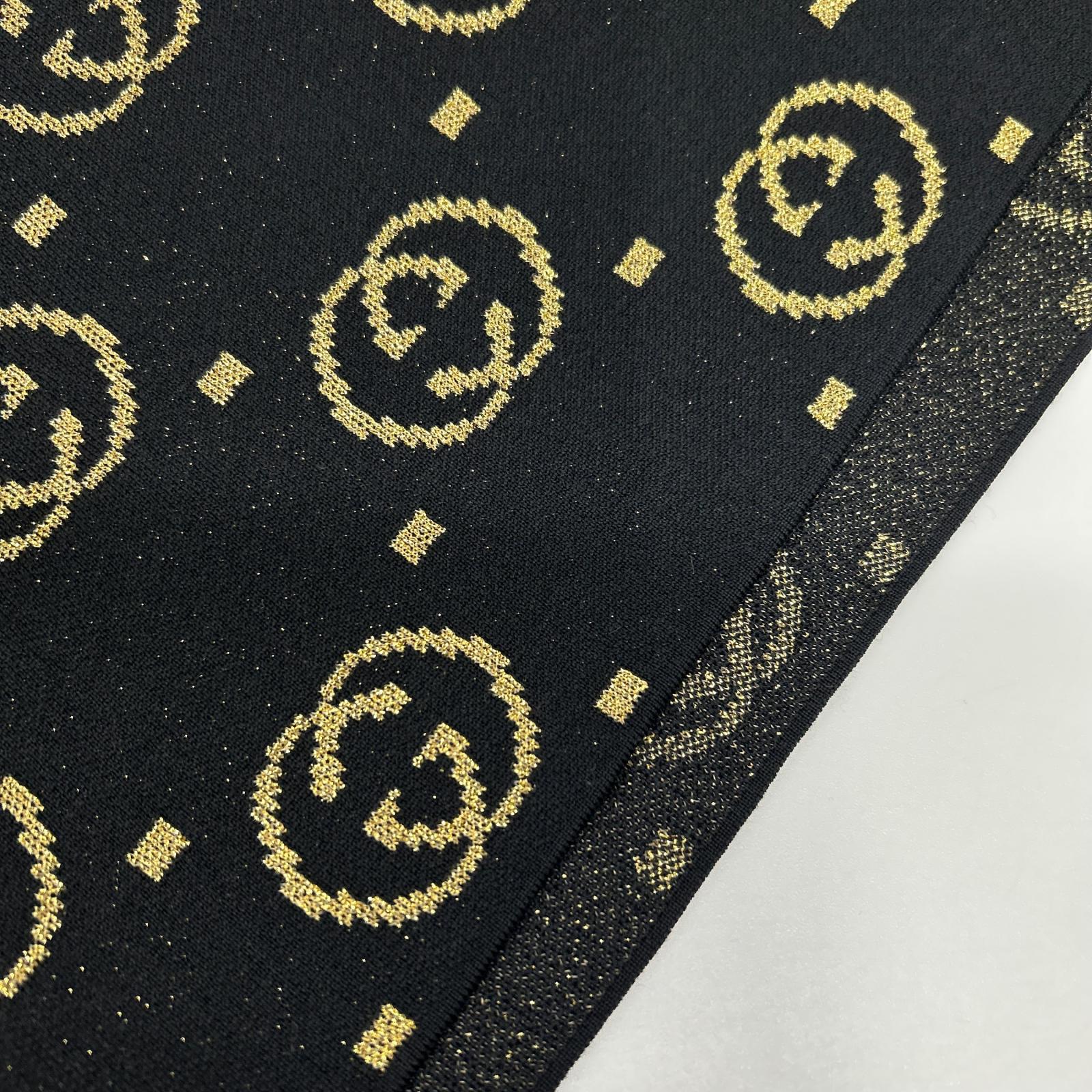 GUCCI グッチ 555179 ブラック GG柄 ゴールドラメ ロングウールスカート スカート