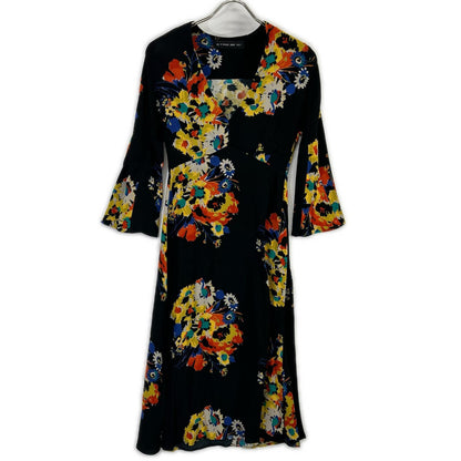 ETRO 172-15200-5141 Black Floral V-Neck Long-Sleeve Dress Dress