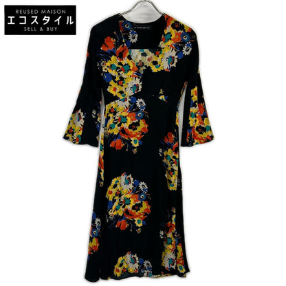 ETRO 172-15200-5141 Black Floral V-Neck Long-Sleeve Dress Dress
