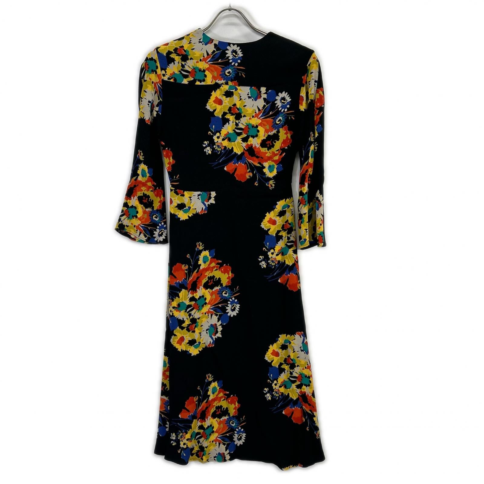 ETRO 172-15200-5141 Black Floral V-Neck Long-Sleeve Dress Dress