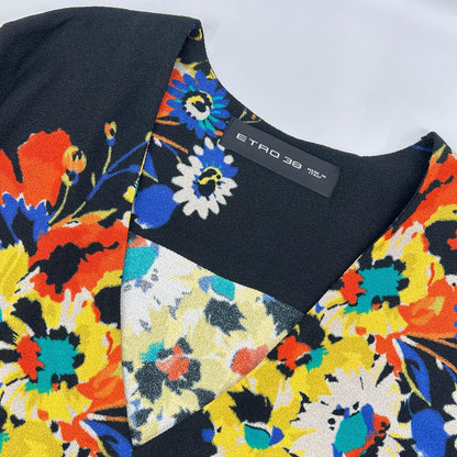 ETRO 172-15200-5141 Black Floral V-Neck Long-Sleeve Dress Dress