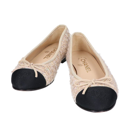 CHANEL Chanel 【Excellent condition】G02819 ballerina Coco Mark tweed ballet flats shoes
