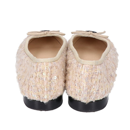 CHANEL Chanel 【Excellent condition】G02819 ballerina Coco Mark tweed ballet flats shoes