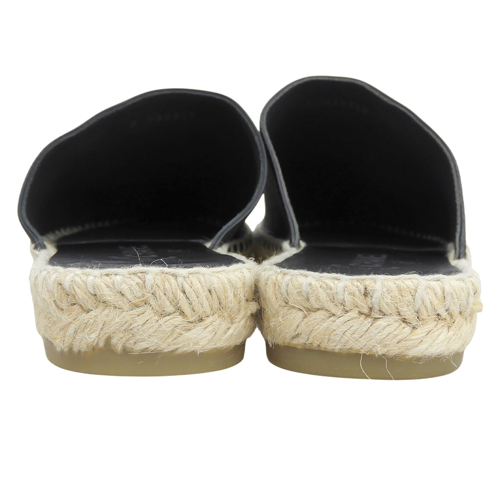 CHANEL シャネル 美品 レザー ココマーク エスパドリーユ ミュールサンダル シューズ レディース 黒 ブラック 37 G33553 シューズ