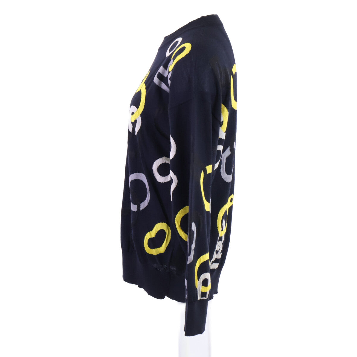 HERMES エルメス 美品 国内正規 4H2639DE ウールシルク EFFET KALEIDOSCOPE/カレイドスコープ・エフェクト チェーンモチーフ クルーネック長袖ニット トップス