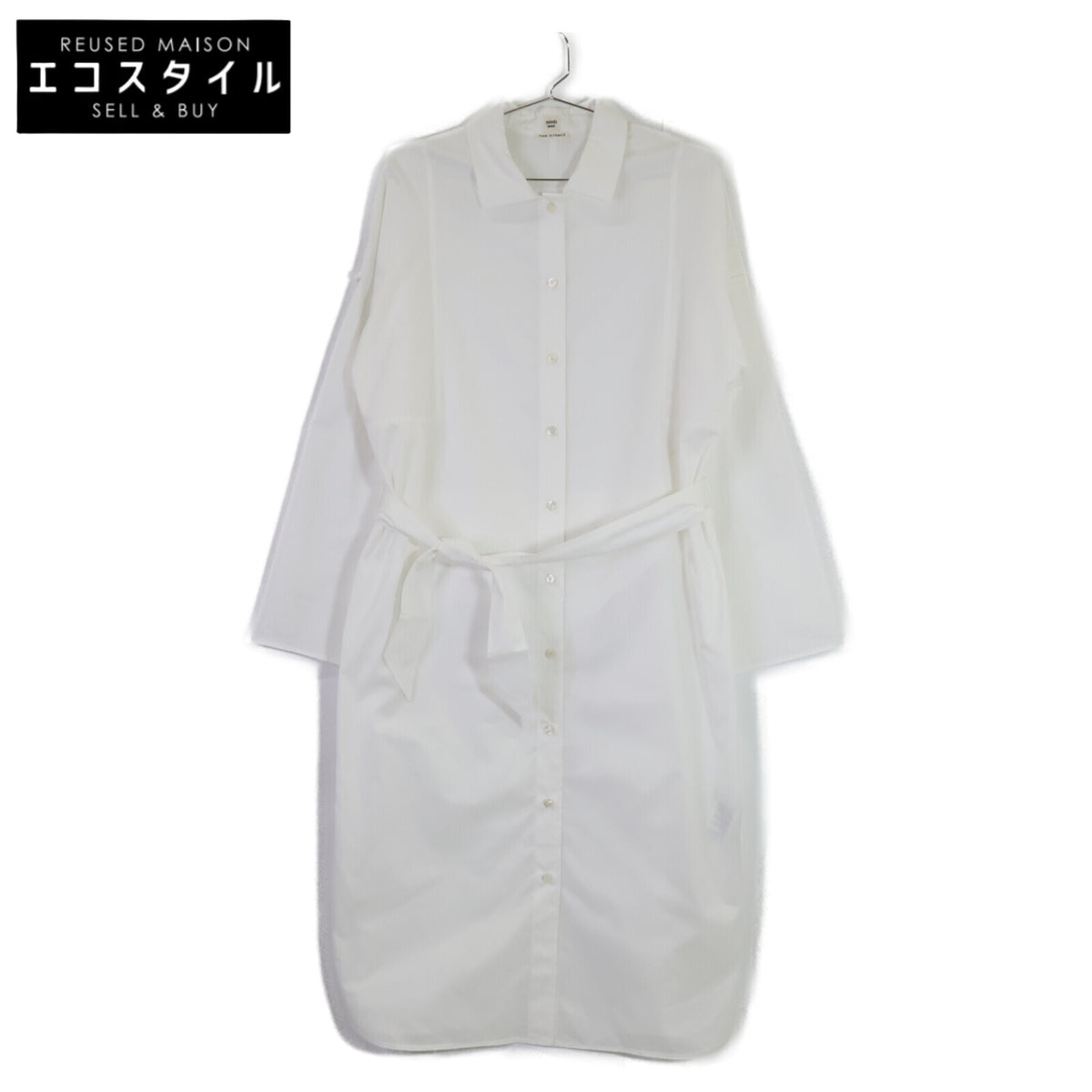 HERMES エルメス 【美品】ROSE ESPRIT CHEMISE TWILL DE COTTON AIRO コットン ベルト付 シャツ ワンピース