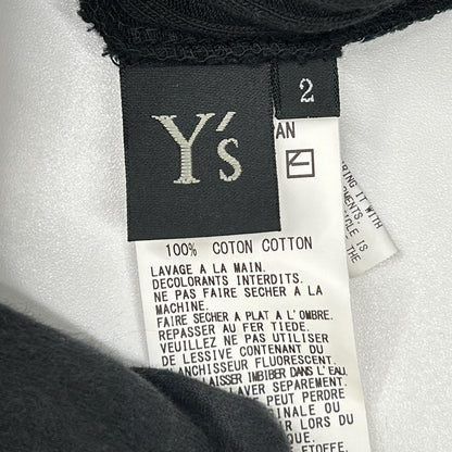 Y's YL-T09-062 25AW Black Random Rib Stripe Round-Neck Flare Long-Sleeve T Asymmetrical Rib Long-Sleeve Top Top