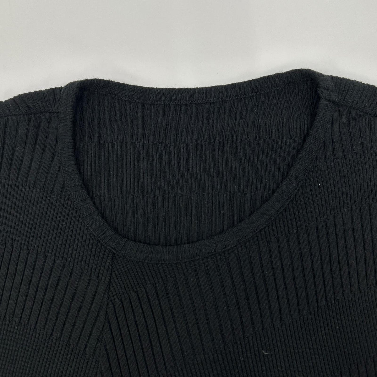 Y's YL-T09-062 25AW Black Random Rib Stripe Round-Neck Flare Long-Sleeve T Asymmetrical Rib Long-Sleeve Top Top