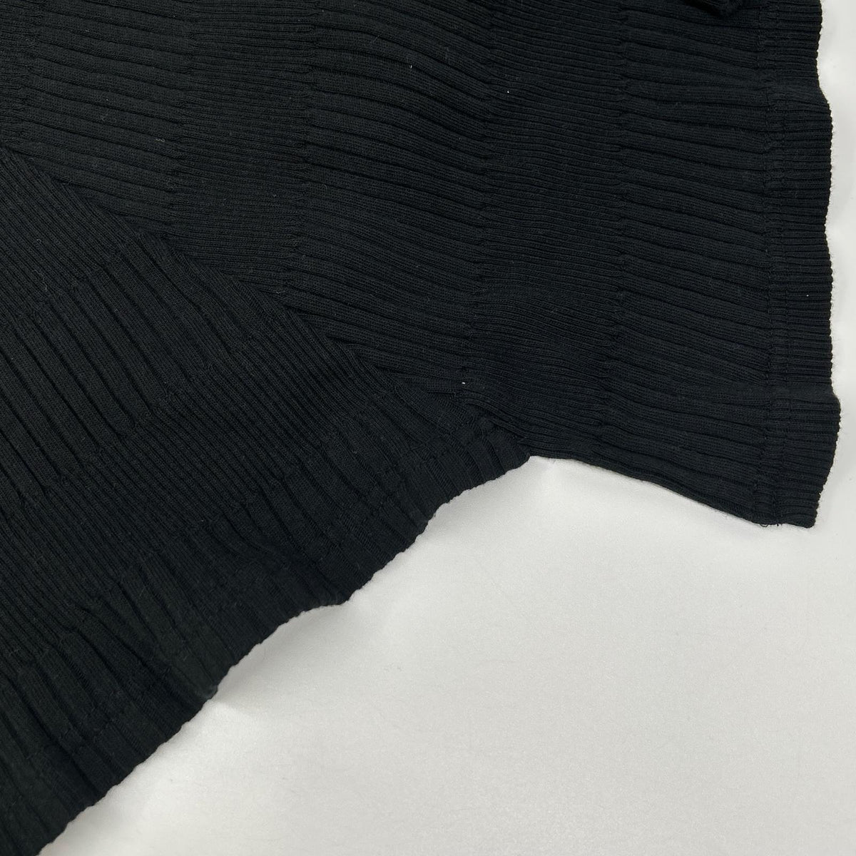 Y's YL-T09-062 25AW Black Random Rib Stripe Round-Neck Flare Long-Sleeve T Asymmetrical Rib Long-Sleeve Top Top