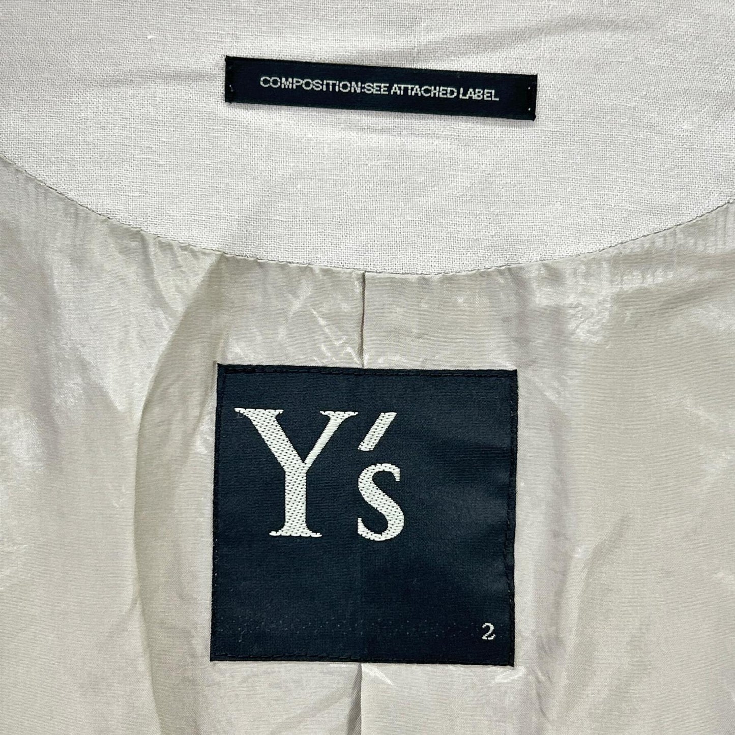 Y's ワイズ YO-C06-800 16SS ベージュ リネン パッチワークダブルブレストロングコート コート