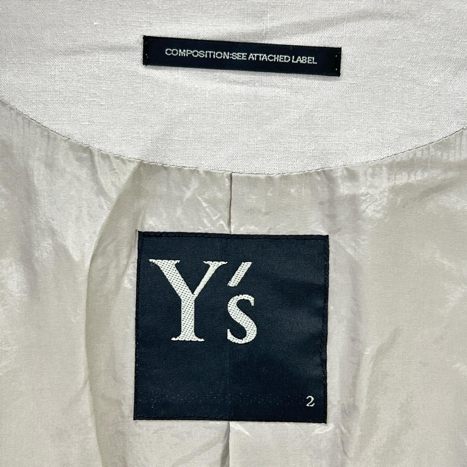 Y's ワイズ YO-C06-800 16SS ベージュ リネン パッチワークダブルブレストロングコート コート