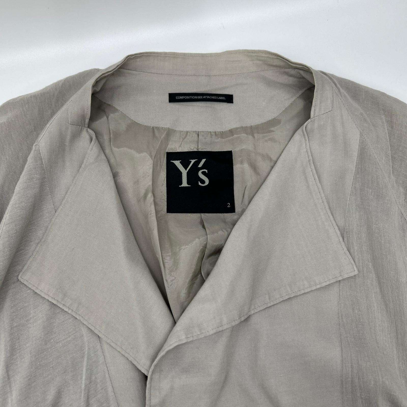 Y's ワイズ YO-C06-800 16SS ベージュ リネン パッチワークダブルブレストロングコート コート