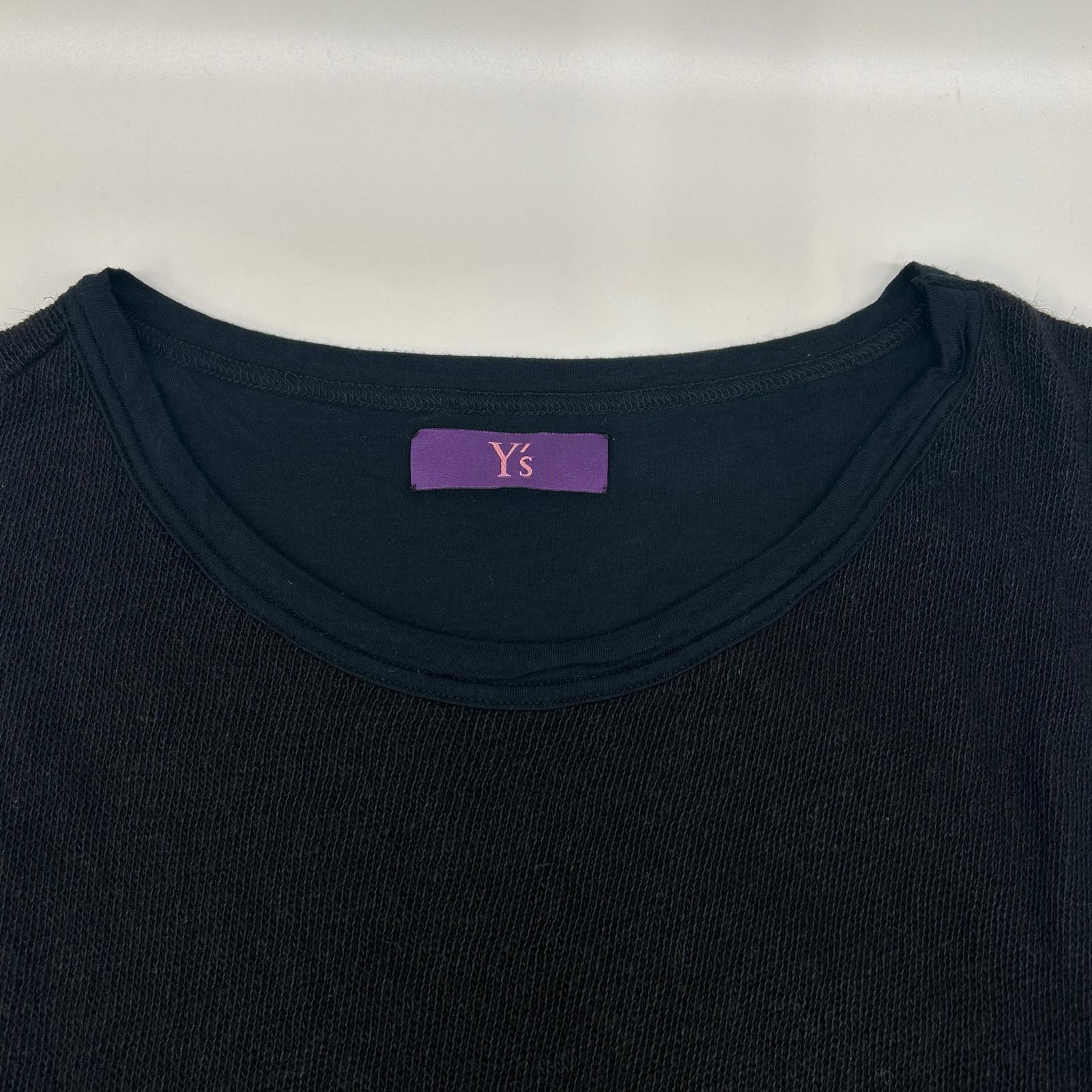 Y's ワイズ YB-T57-866 ブラック レイヤードデザインショートスリーブカットソー トップス