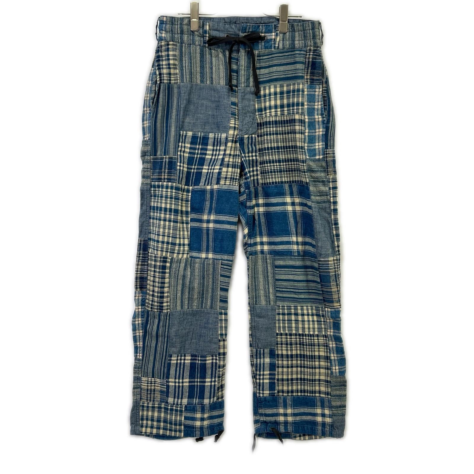 RRL ダブルアールエル 782959702001 コットン×リネン Indigo Patchwork Drawstring Pants/インディゴ パッチワーク ドローストリングパンツ ボトムス