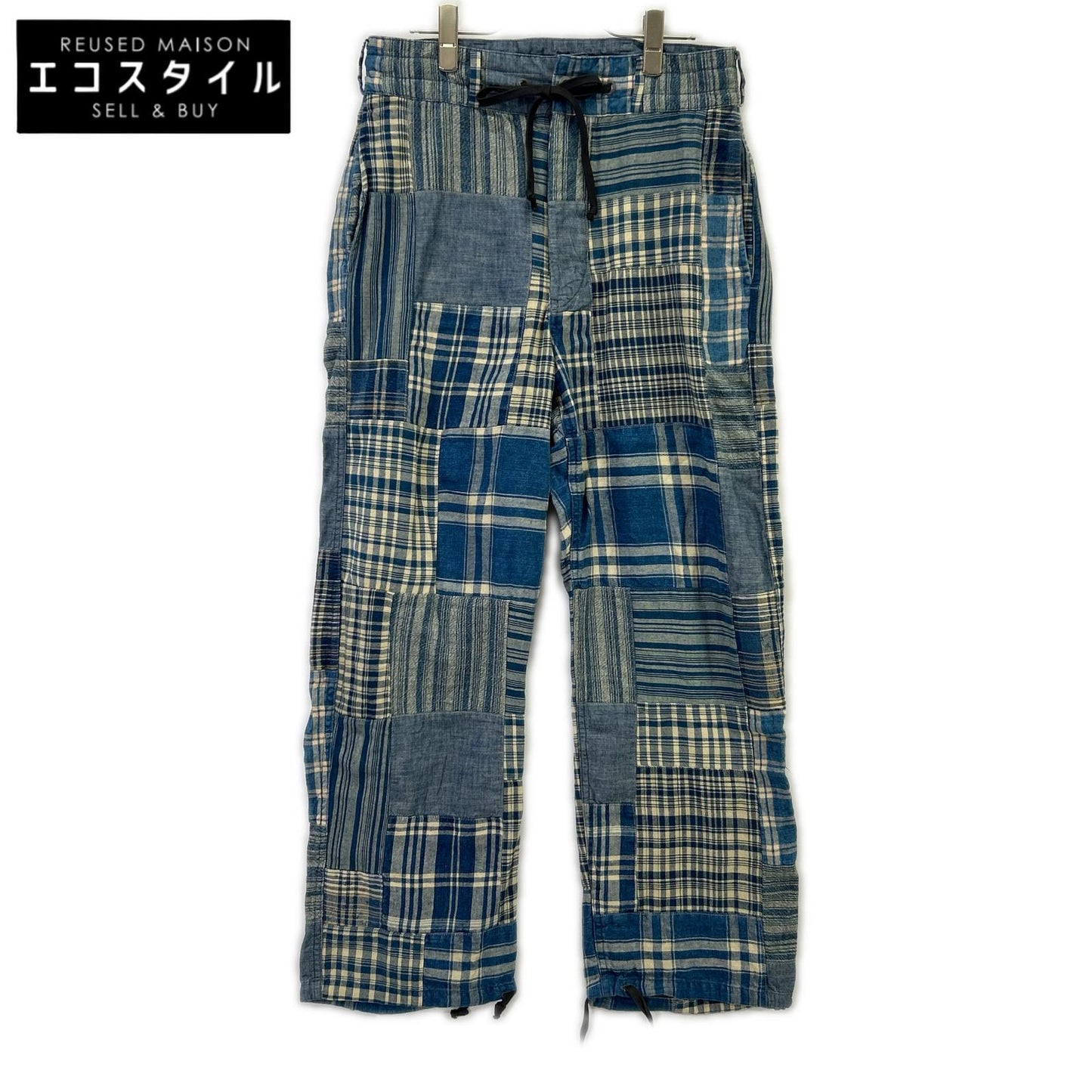 RRL ダブルアールエル 782959702001 コットン×リネン Indigo Patchwork Drawstring Pants/インディゴ パッチワーク ドローストリングパンツ ボトムス