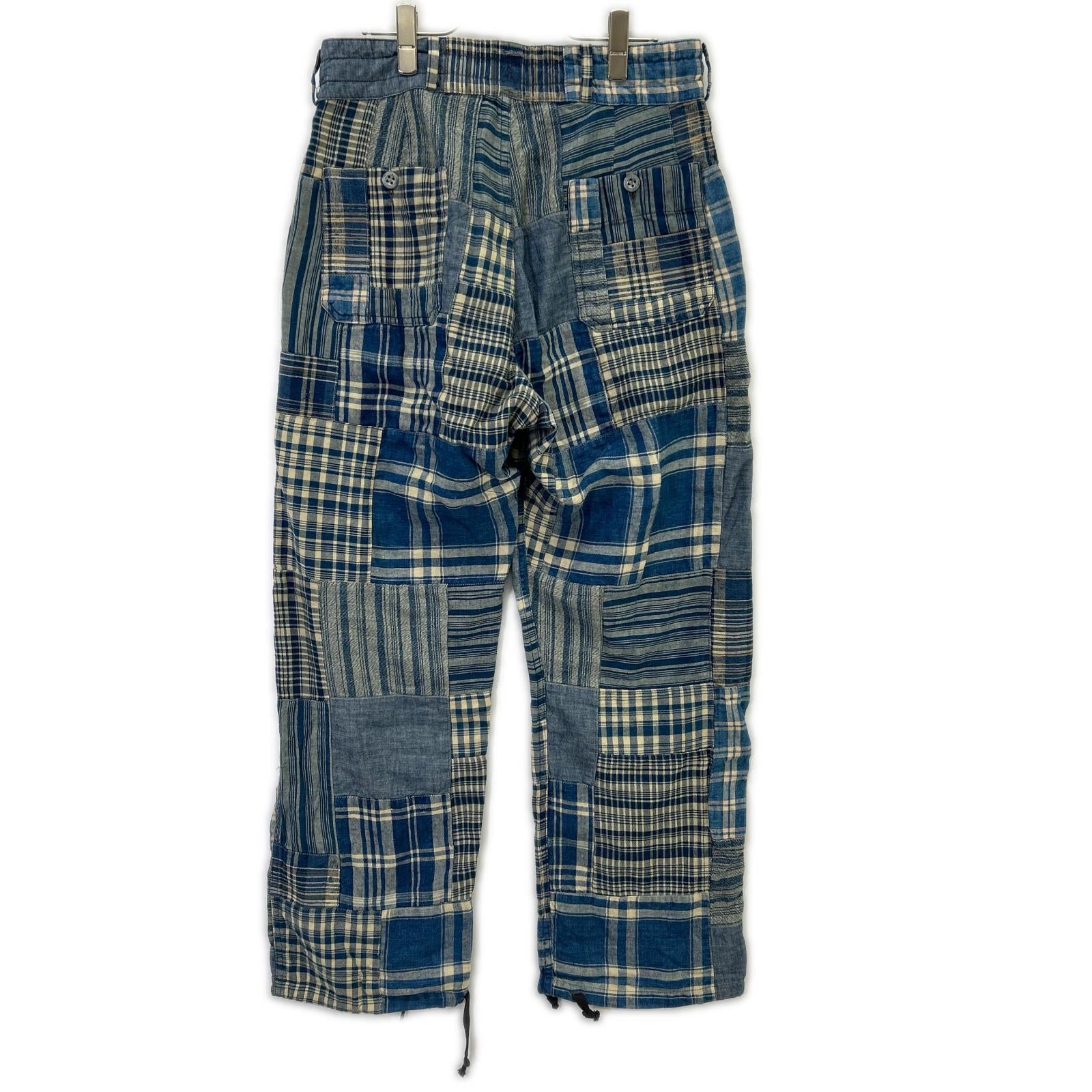 RRL ダブルアールエル 782959702001 コットン×リネン Indigo Patchwork Drawstring Pants/インディゴ パッチワーク ドローストリングパンツ ボトムス