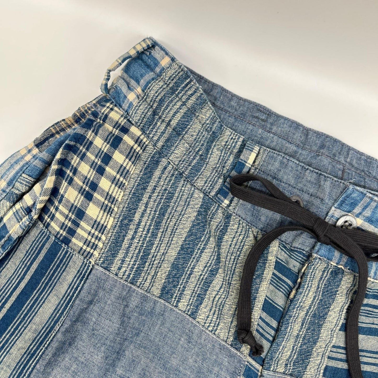 RRL ダブルアールエル 782959702001 コットン×リネン Indigo Patchwork Drawstring Pants/インディゴ パッチワーク ドローストリングパンツ ボトムス