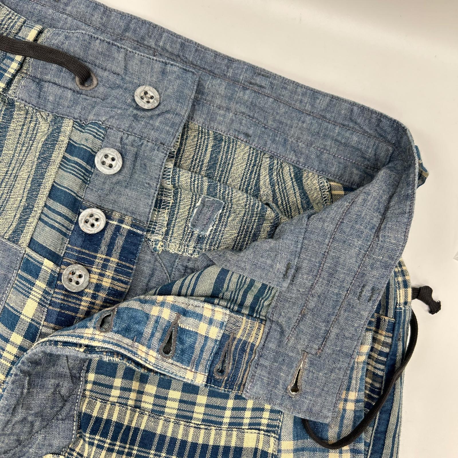 RRL ダブルアールエル 782959702001 コットン×リネン Indigo Patchwork Drawstring Pants/インディゴ パッチワーク ドローストリングパンツ ボトムス