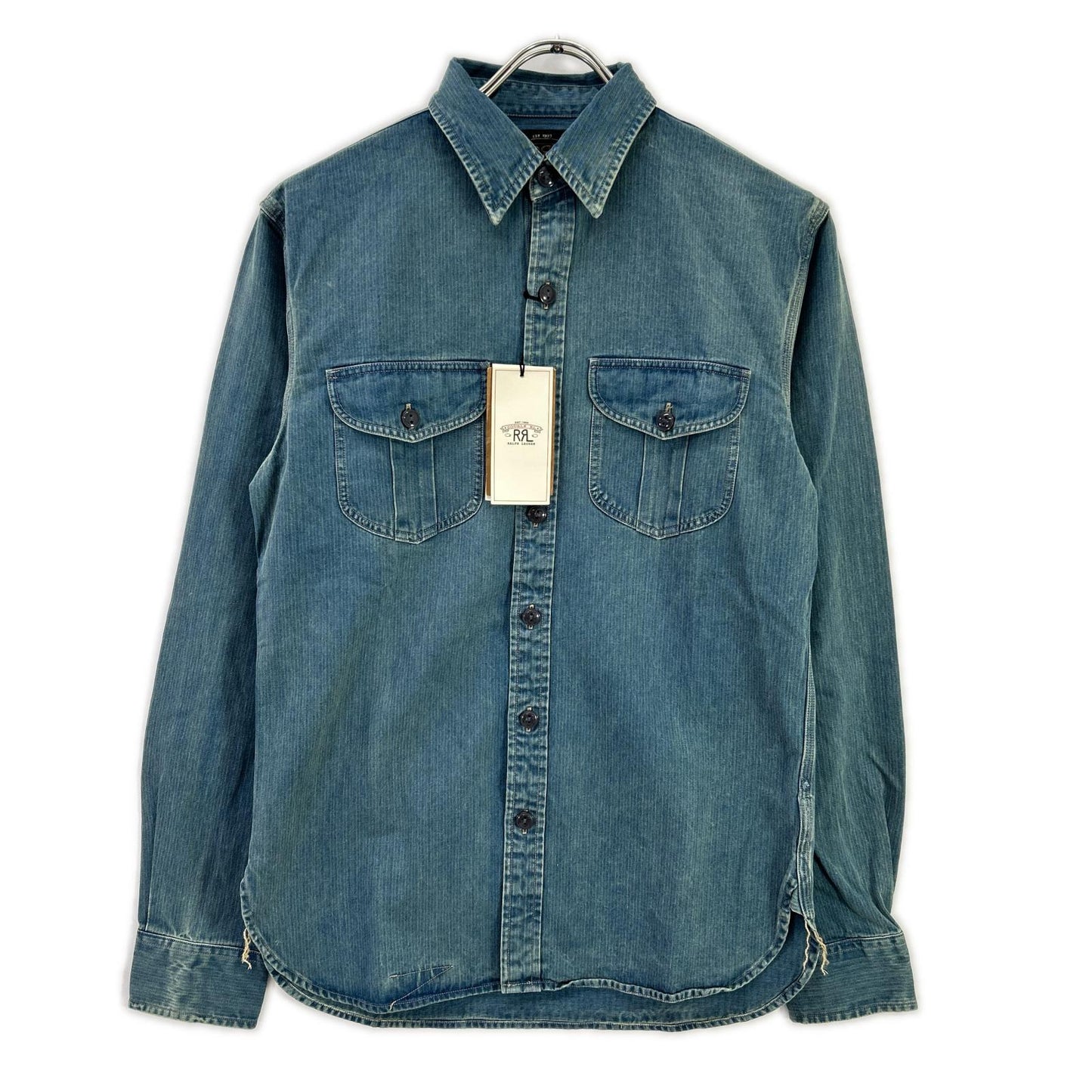 RRL ダブルアールエル MNRRWOV16820282 ウォッシュ加工 インディゴ染め コットン ヘリンボーン ツイル ワークシャツ トップス