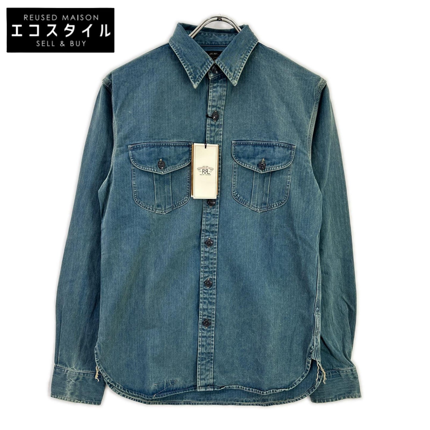 RRL ダブルアールエル MNRRWOV16820282 ウォッシュ加工 インディゴ染め コットン ヘリンボーン ツイル ワークシャツ トップス