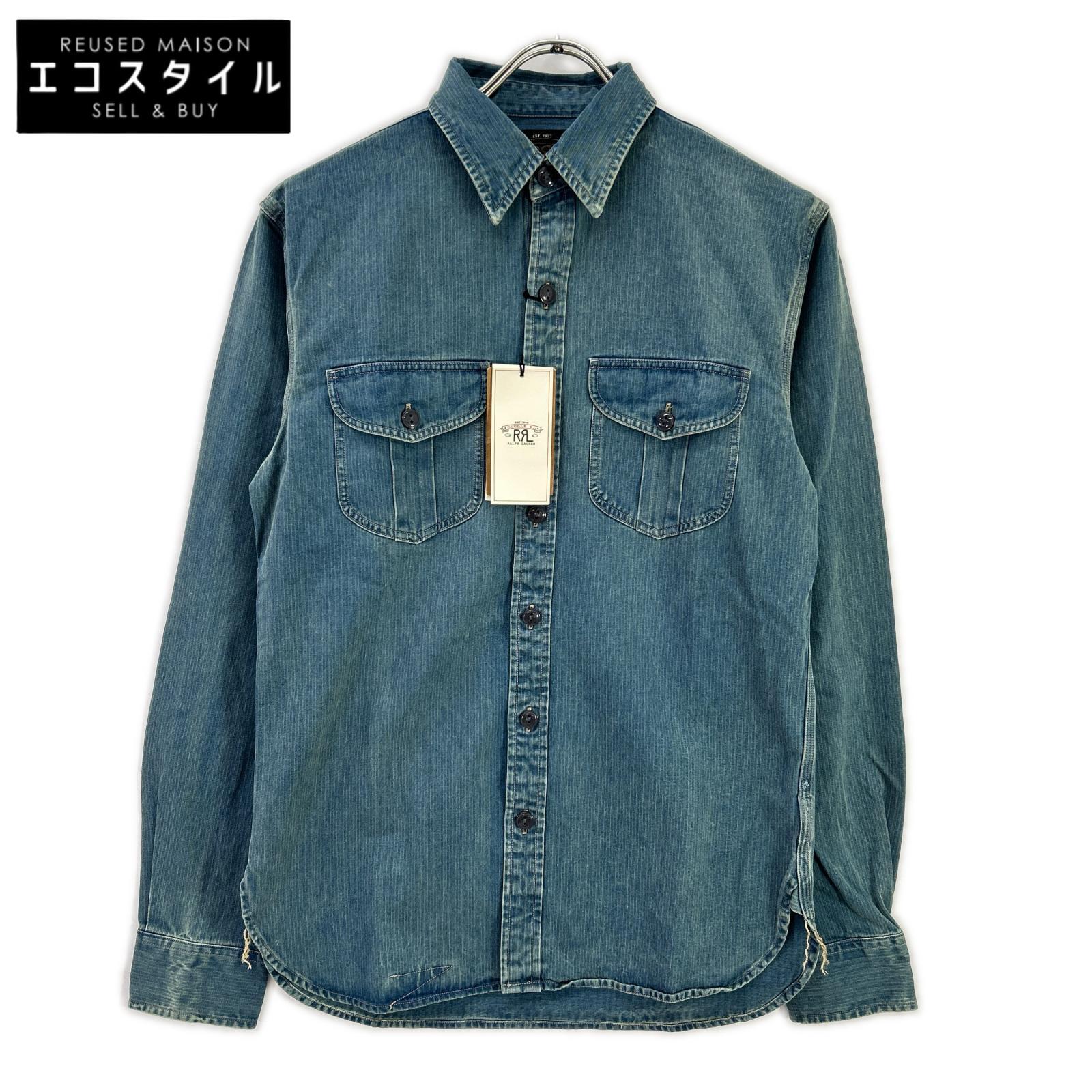 RRL ダブルアールエル MNRRWOV16820282 ウォッシュ加工 インディゴ染め コットン ヘリンボーン ツイル ワークシャツ トップス