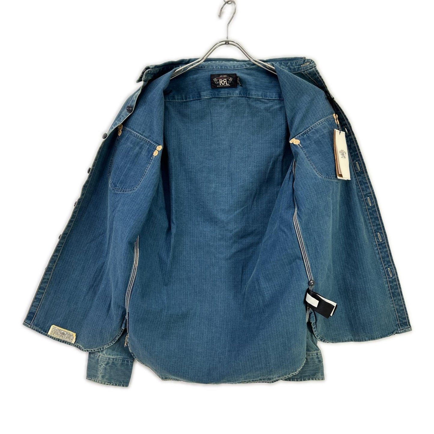 RRL ダブルアールエル MNRRWOV16820282 ウォッシュ加工 インディゴ染め コットン ヘリンボーン ツイル ワークシャツ トップス