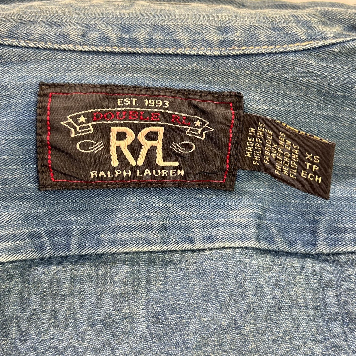 RRL ダブルアールエル MNRRWOV16820282 ウォッシュ加工 インディゴ染め コットン ヘリンボーン ツイル ワークシャツ トップス