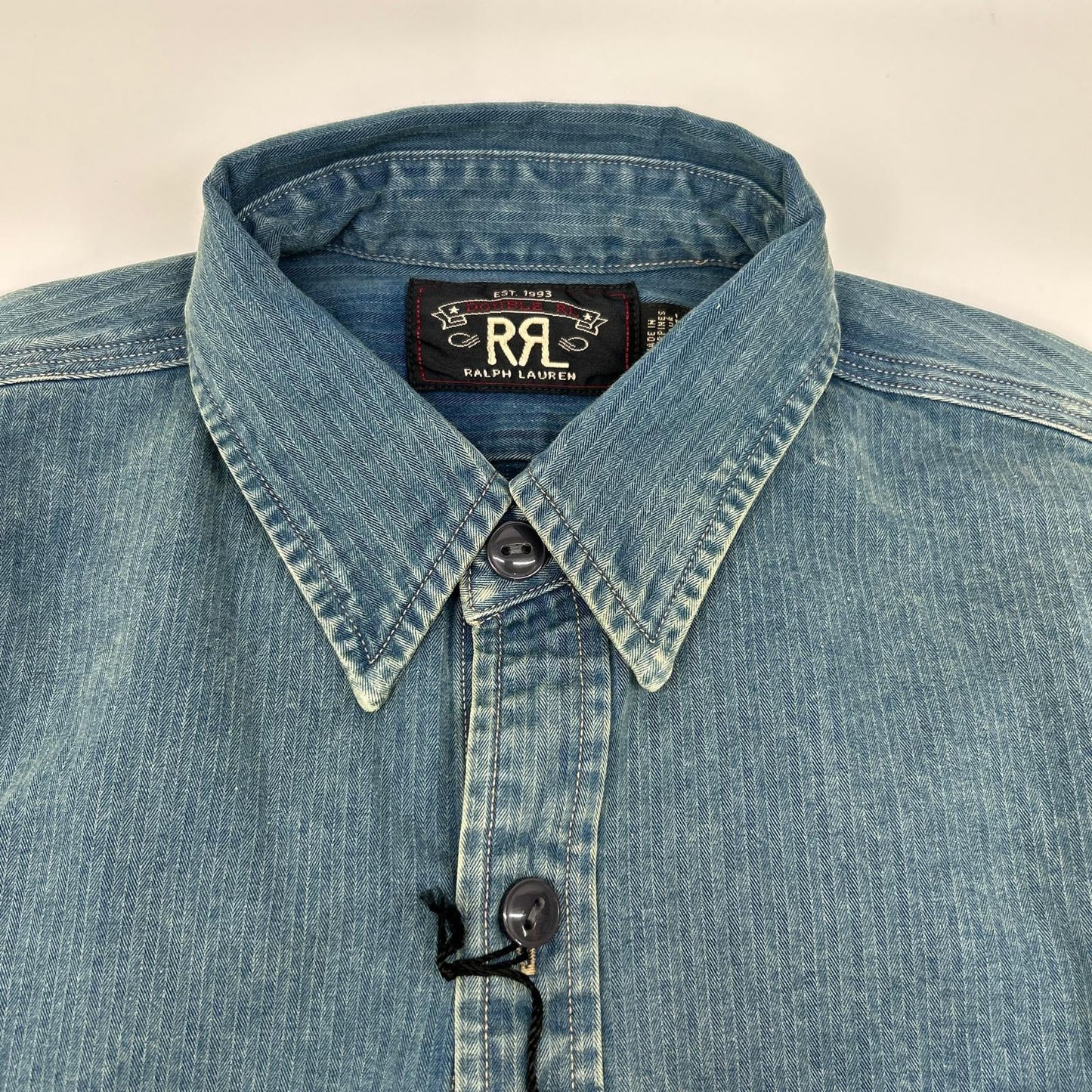 RRL ダブルアールエル MNRRWOV16820282 ウォッシュ加工 インディゴ染め コットン ヘリンボーン ツイル ワークシャツ トップス
