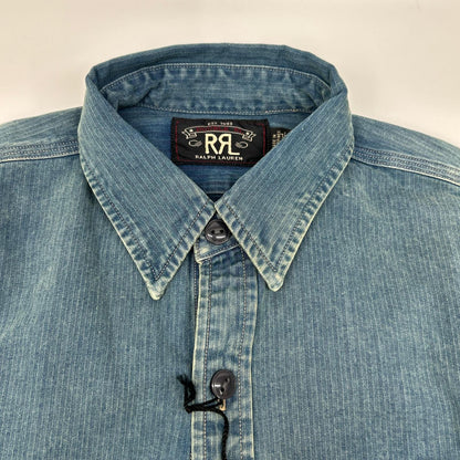 RRL ダブルアールエル MNRRWOV16820282 ウォッシュ加工 インディゴ染め コットン ヘリンボーン ツイル ワークシャツ トップス