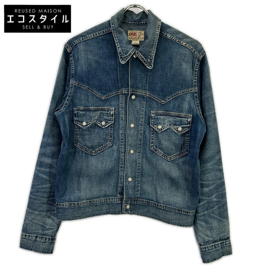 RRL Double RL 782891663001 Pure Indigo-Dyed Cotton Hewson Indigo Denim Western Jacket/Jacket