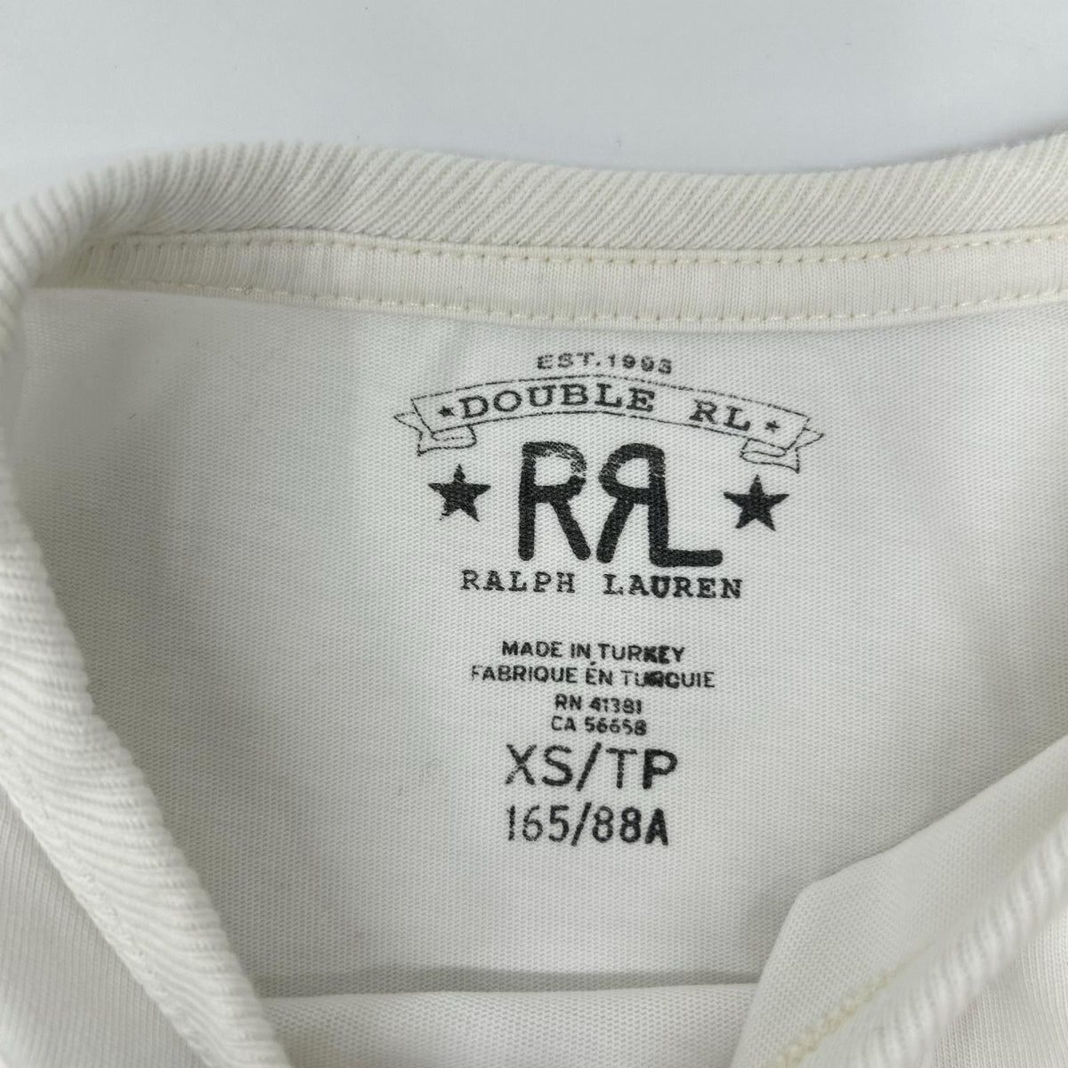 RRL ダブルアールエル 782959768002 ホワイト コットン ミニロゴ刺繍 クルーネック ショートスリーブカットソー トップス