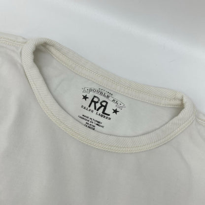 RRL ダブルアールエル 782959768002 ホワイト コットン ミニロゴ刺繍 クルーネック ショートスリーブカットソー トップス