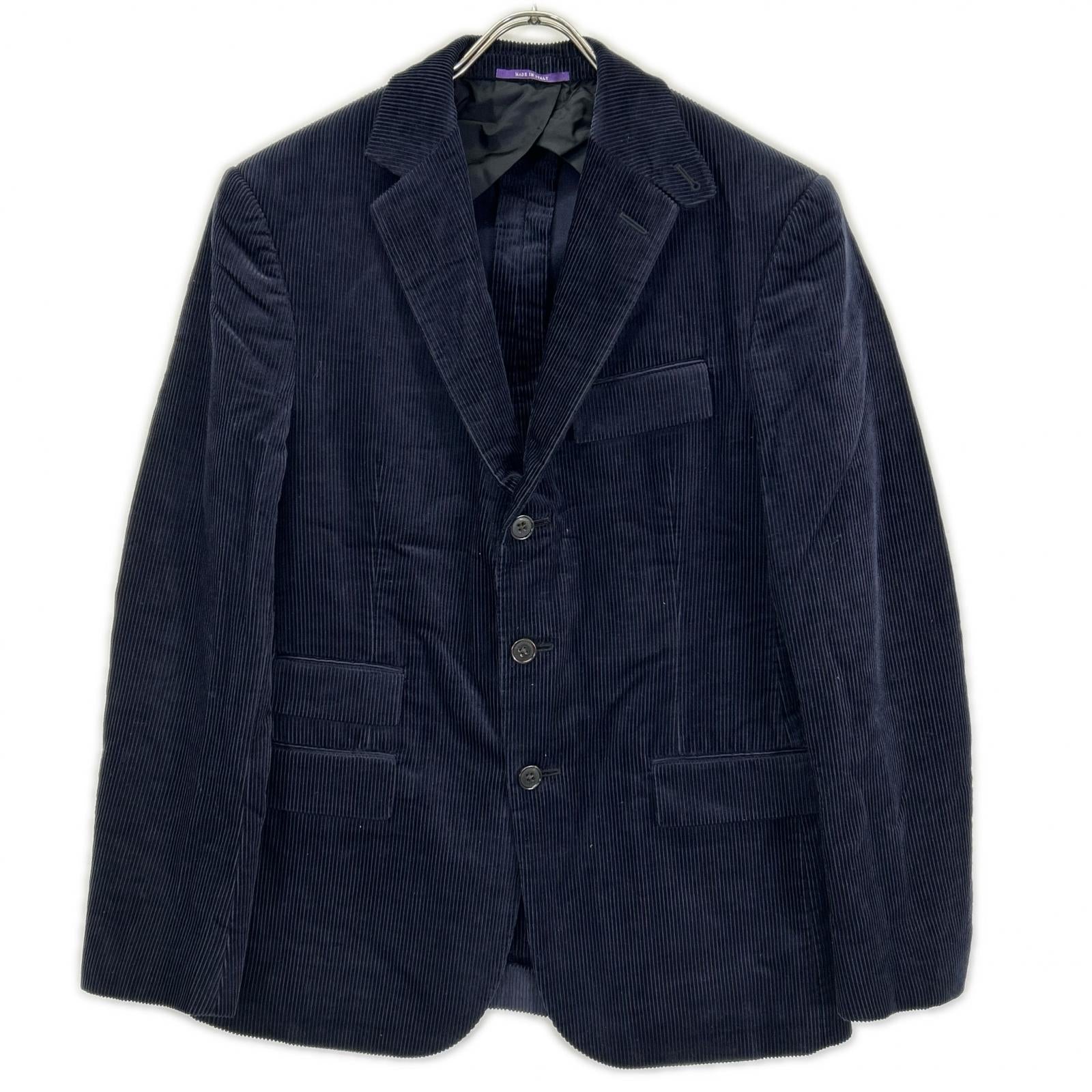 RalphLauren PURPLE LABEL ラルフローレン パープルレーベル 798876035001 イタリア製 ネイビー コットン シングルブレスト サイドベンツ コーデュロイ 3Bスポーツコート/テーラードジャケット