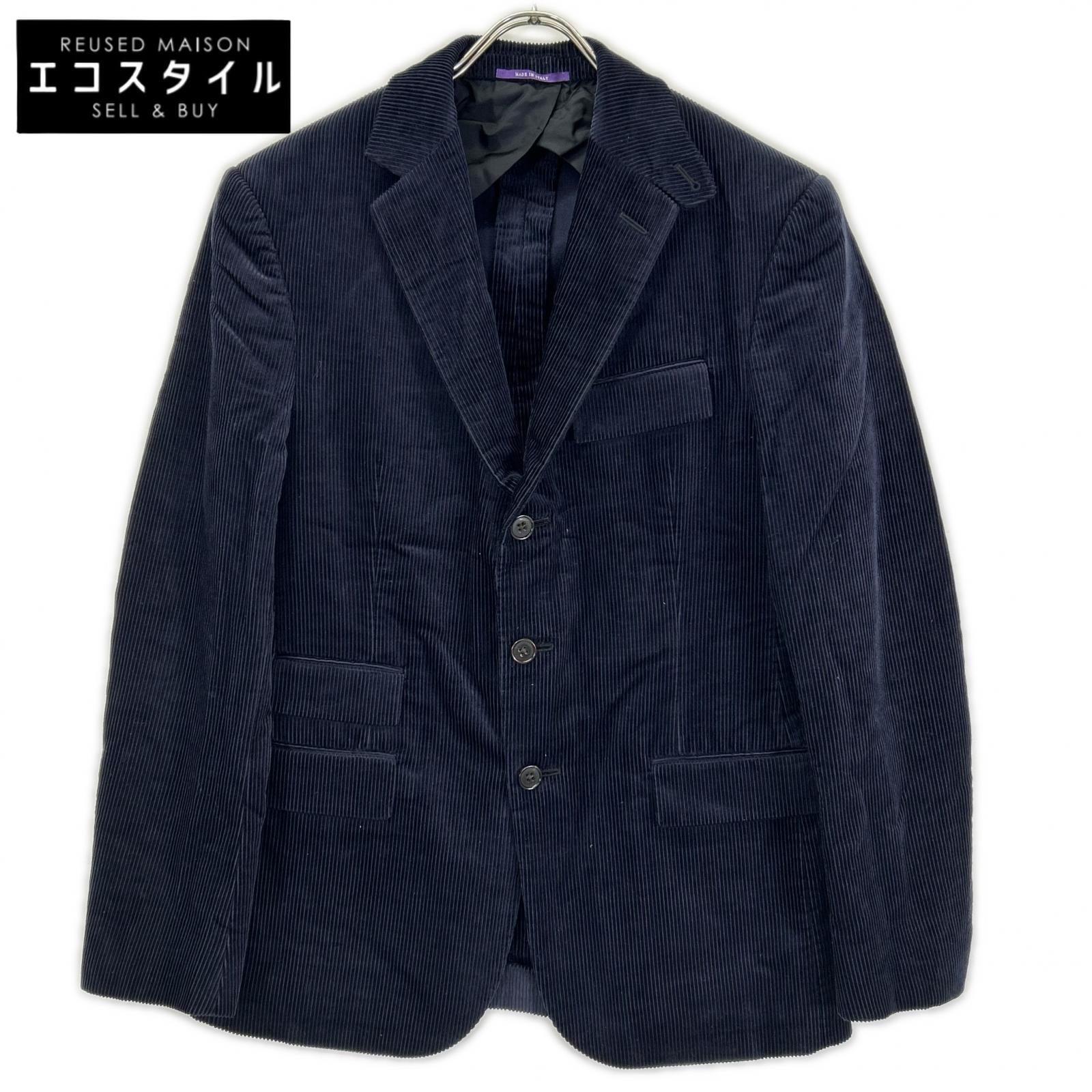 RalphLauren PURPLE LABEL ラルフローレン パープルレーベル 798876035001 イタリア製 ネイビー コットン シングルブレスト サイドベンツ コーデュロイ 3Bスポーツコート/テーラードジャケット