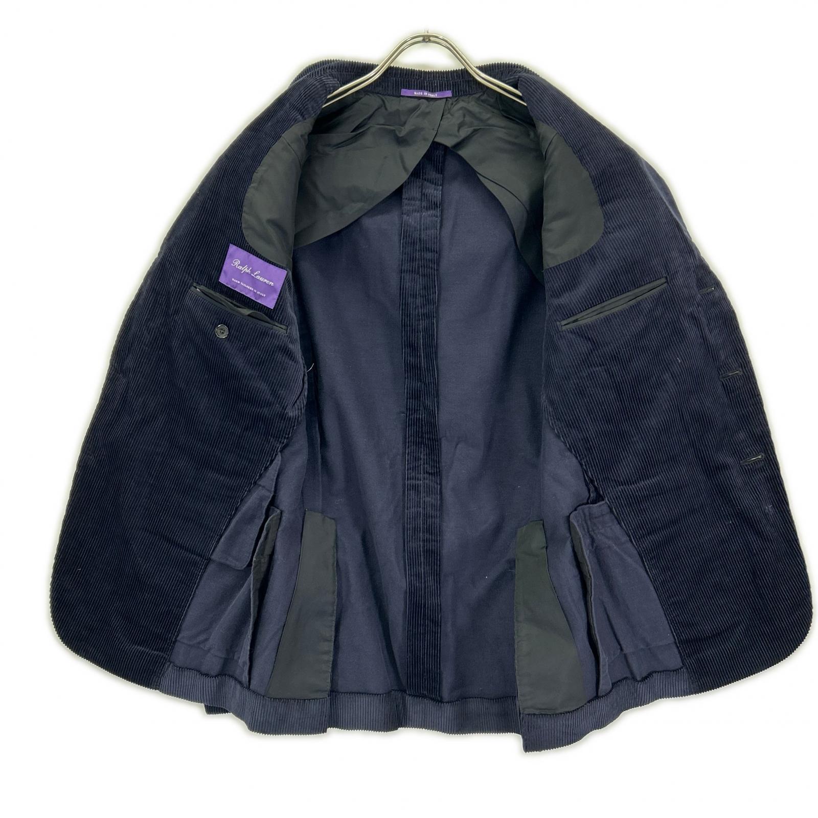 RalphLauren PURPLE LABEL ラルフローレン パープルレーベル 798876035001 イタリア製 ネイビー コットン シングルブレスト サイドベンツ コーデュロイ 3Bスポーツコート/テーラードジャケット
