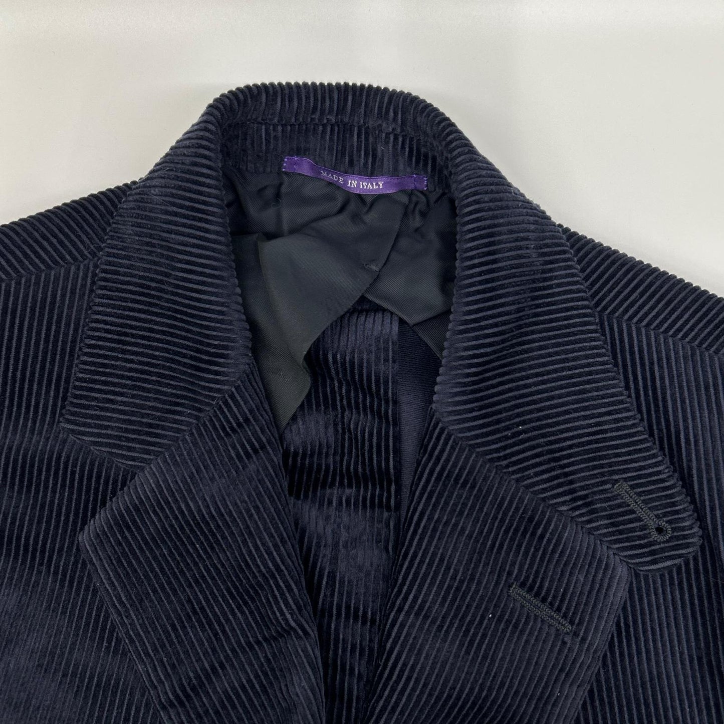 RalphLauren PURPLE LABEL ラルフローレン パープルレーベル 798876035001 イタリア製 ネイビー コットン シングルブレスト サイドベンツ コーデュロイ 3Bスポーツコート/テーラードジャケット