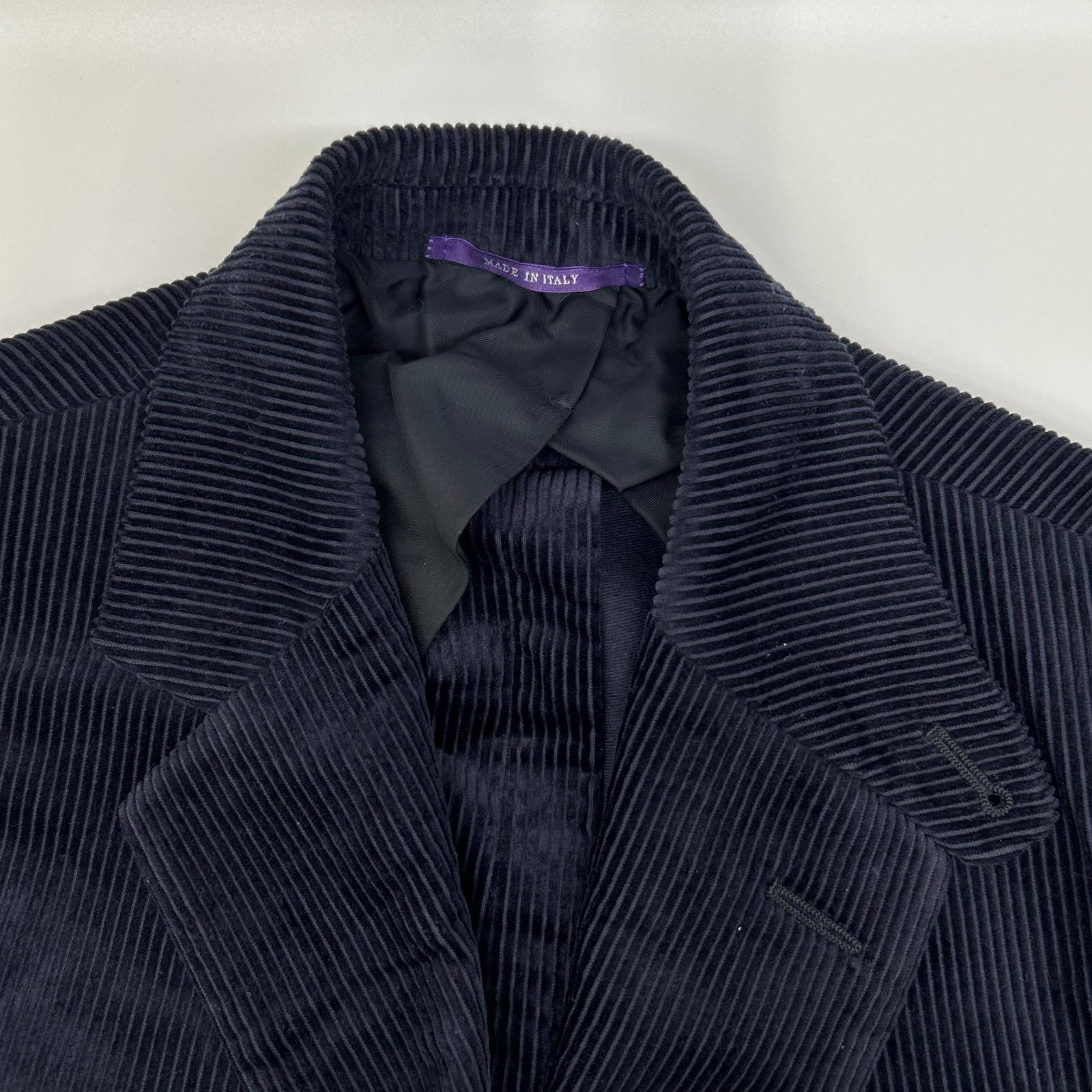 RalphLauren PURPLE LABEL ラルフローレン パープルレーベル 798876035001 イタリア製 ネイビー コットン シングルブレスト サイドベンツ コーデュロイ 3Bスポーツコート/テーラードジャケット