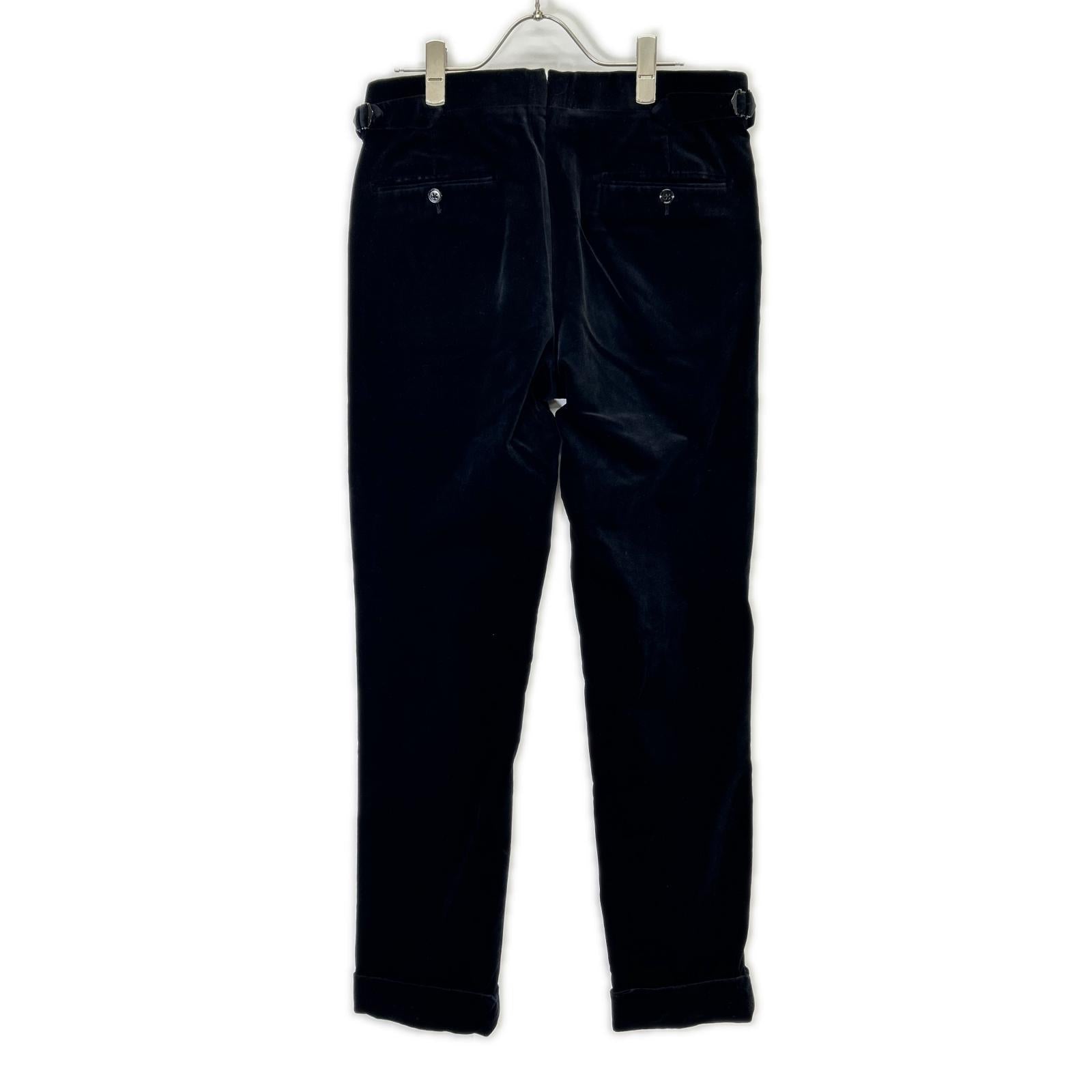 RalphLauren PURPLE LABEL ラルフローレン パープルレーベル 798728082001 イタリア製 ブラック センタープレス ベルベットテーパードスラックス ボトムス