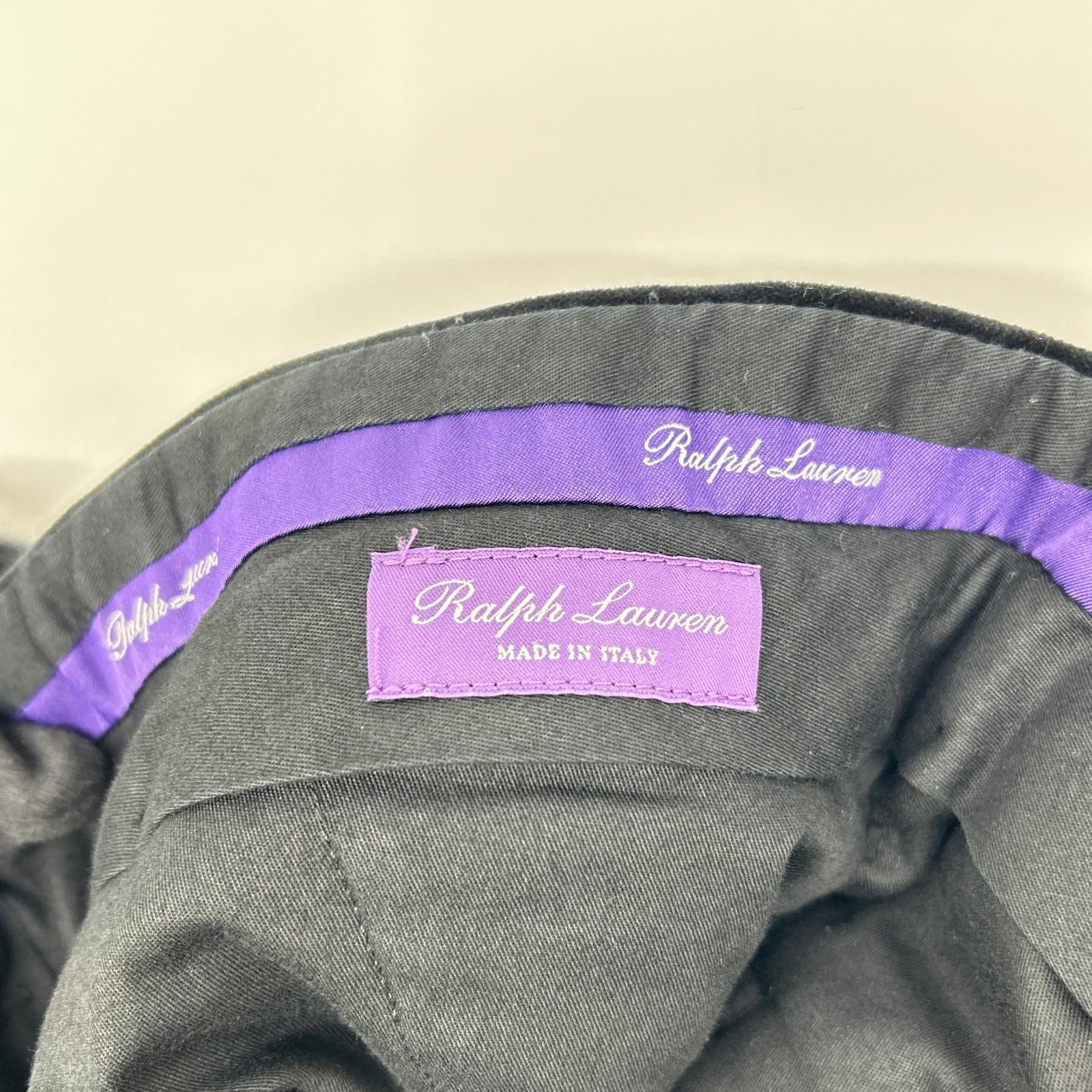 RalphLauren PURPLE LABEL ラルフローレン パープルレーベル 798728082001 イタリア製 ブラック センタープレス ベルベットテーパードスラックス ボトムス
