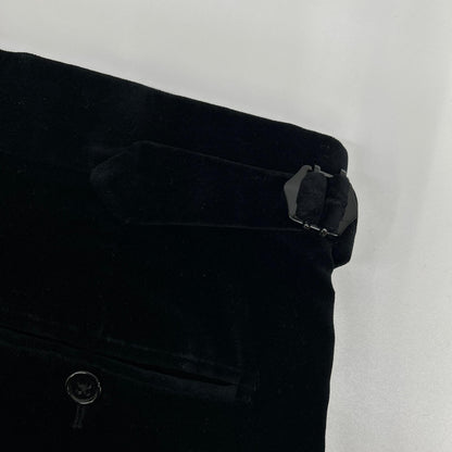 RalphLauren PURPLE LABEL ラルフローレン パープルレーベル 798728082001 イタリア製 ブラック センタープレス ベルベットテーパードスラックス ボトムス