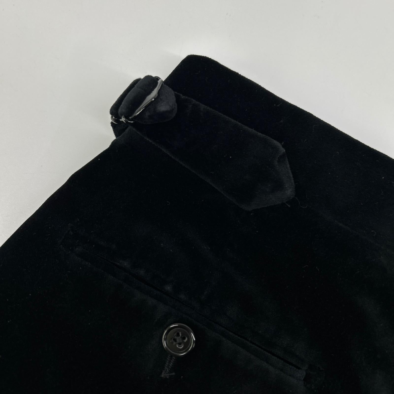 RalphLauren PURPLE LABEL ラルフローレン パープルレーベル 798728082001 イタリア製 ブラック センタープレス ベルベットテーパードスラックス ボトムス