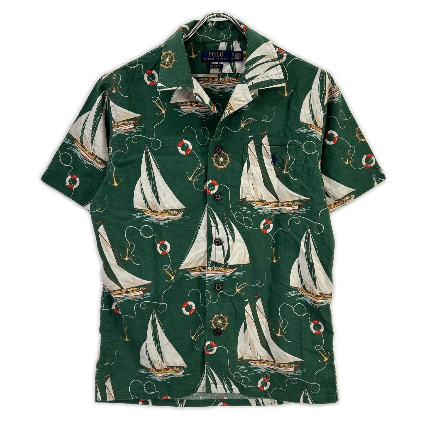 Polo by Ralph Lauren Green Cotton Classic-Fit Sailboat Oxford Camp Shirt Top