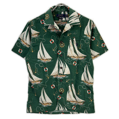 Polo by Ralph Lauren Green Cotton Classic-Fit Sailboat Oxford Camp Shirt Top