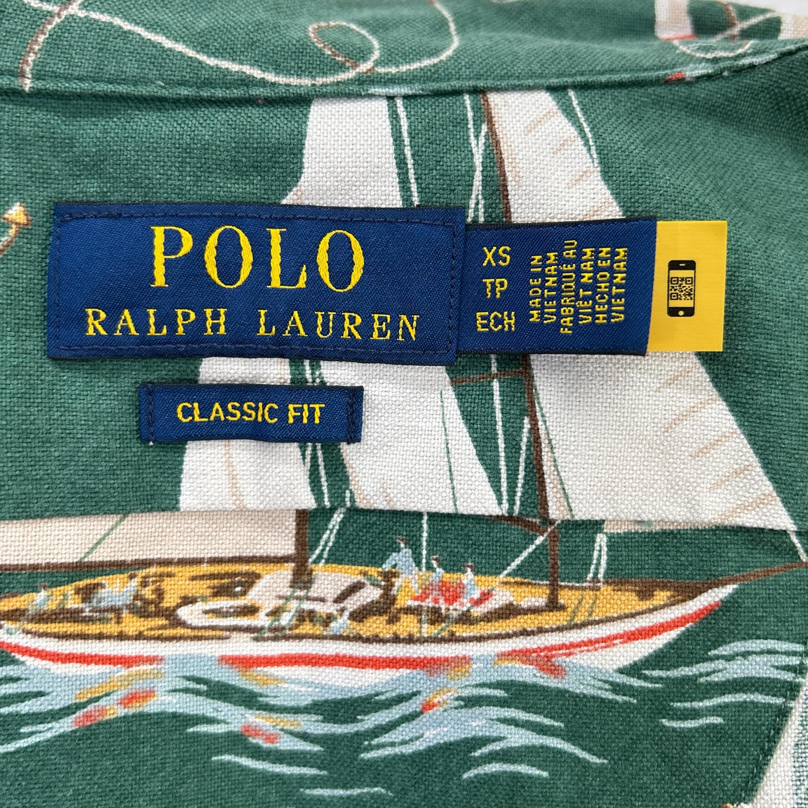 Polo by Ralph Lauren Green Cotton Classic-Fit Sailboat Oxford Camp Shirt Top