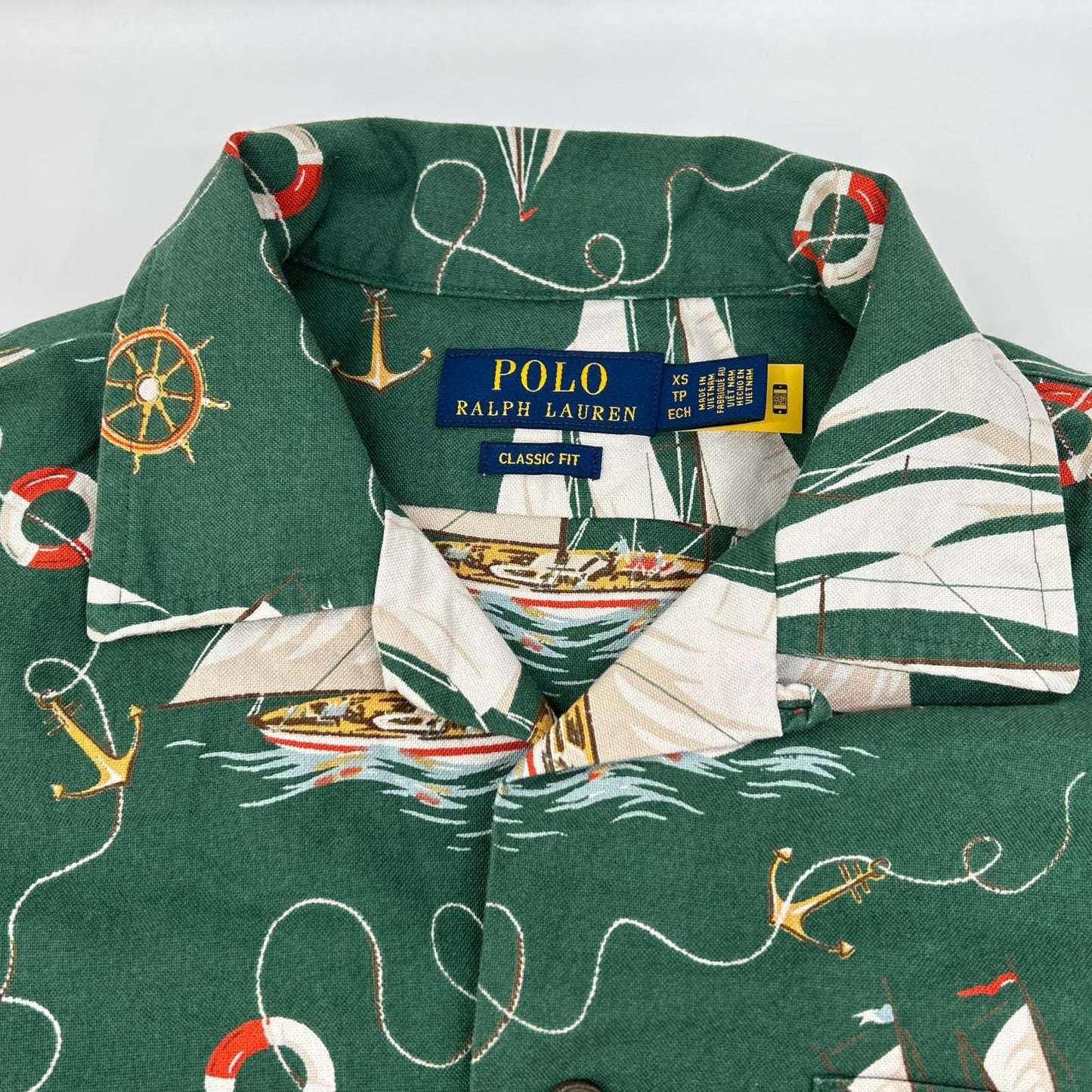 Polo by Ralph Lauren Green Cotton Classic-Fit Sailboat Oxford Camp Shirt Top