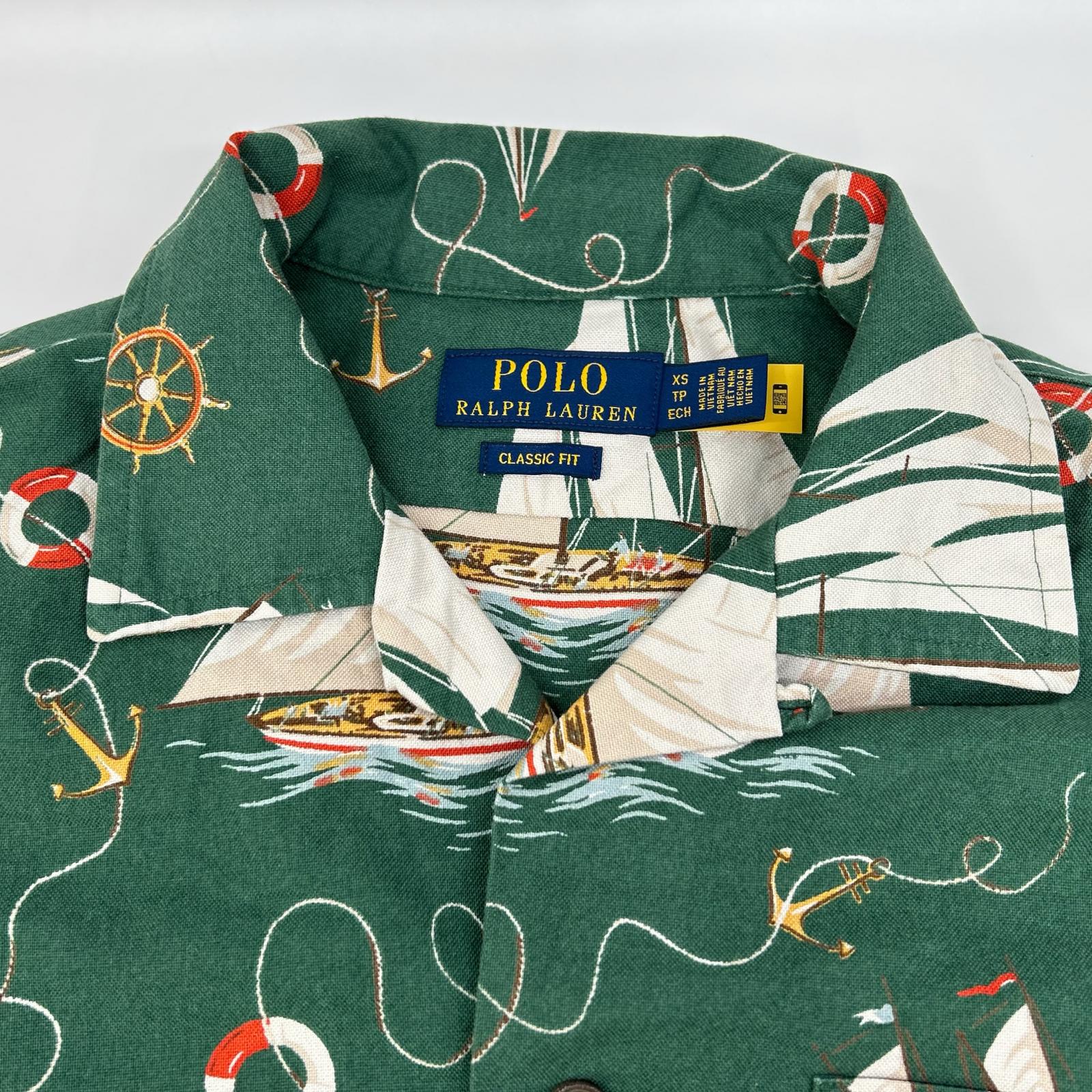 Polo by Ralph Lauren Green Cotton Classic-Fit Sailboat Oxford Camp Shirt Top